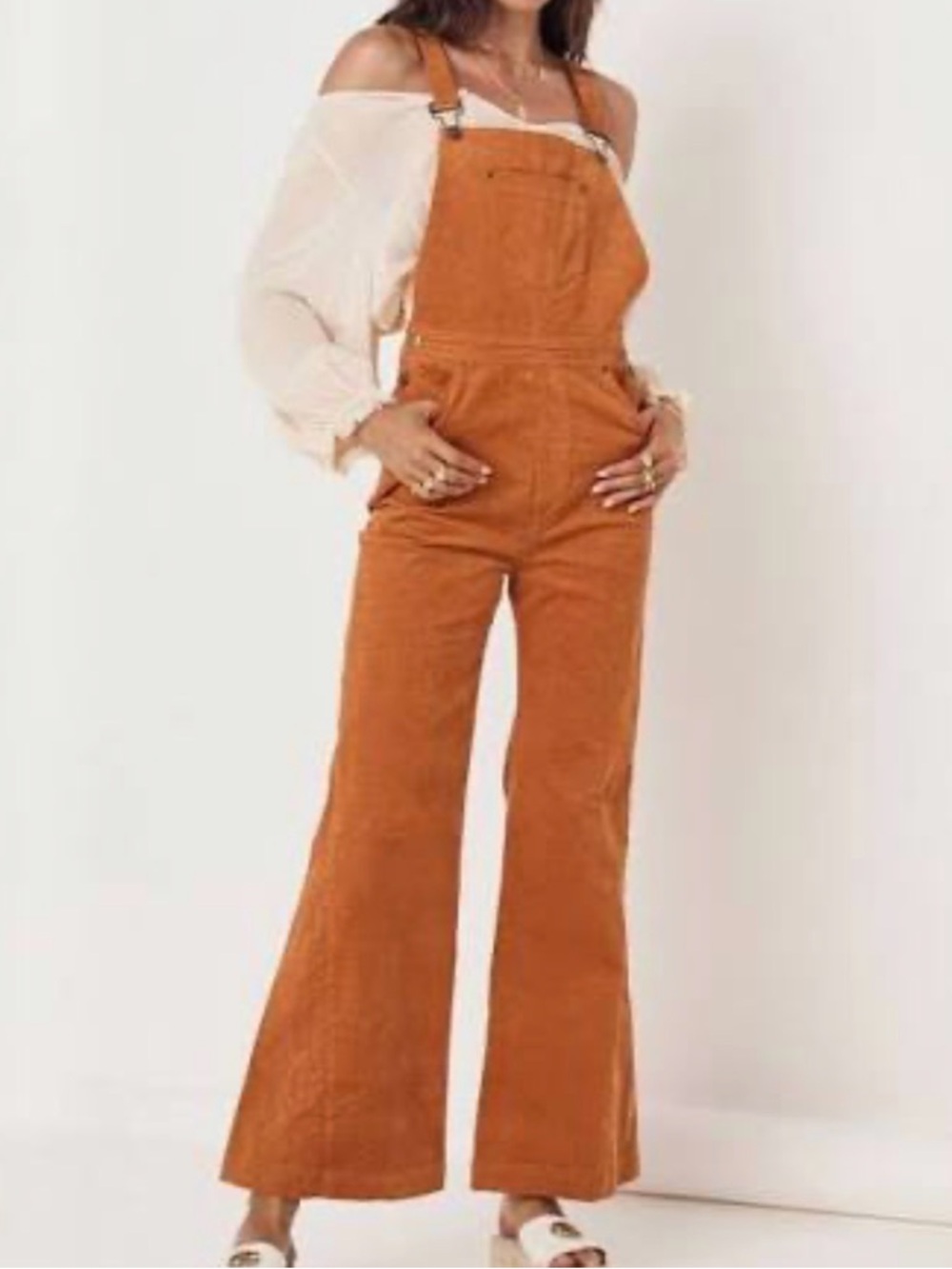 Spell age of Aquarius Corduroy Wide-Leg Overalls in Rust